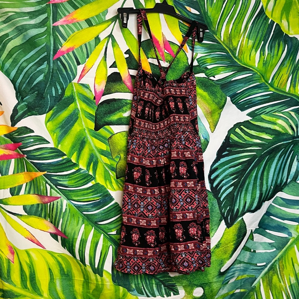 Abercrombie & Fitch XS Red Black Boho Beach Casual Spring Summer Fall Dress